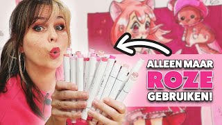 HOEVEEL ROZE IS “TE” ROZE  ALLE ROZE MARKERS GEBRUIKEN DIE IK HEB [upl. by Nuawtna]