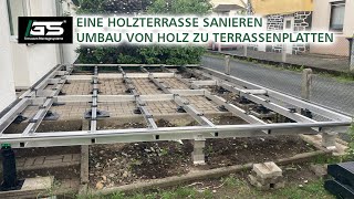 Eine Holzterrasse sanieren Terrassenumbau von Holz zu Terrassenplatten [upl. by Oicneserc]