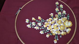 Easy free hand fabric painting tutorial  fabric painting on clothes  fabric painting for bedsheet [upl. by Azriel]