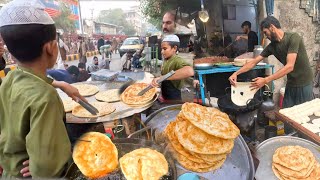 paratha bread recipe by 12yearold Afghan boy for breakfast morning street food in Afghanistan [upl. by Delly]