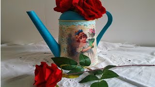 REGADERA DECORADA con DECOUPAGE  WATERING CAN [upl. by Oicnedurp82]