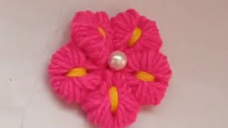 Amazing Flower Trick With Fork  Woolen Flower Making For Beginners [upl. by Putnem]