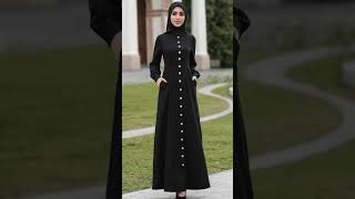 Stylish amp Modest Black Long Dress Ideas for Muslim Women fashionviralvideo [upl. by Cirederf]