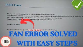 Hp Fan 90b Error Fix  The system has detected that a cooling fan is not operating correctly [upl. by Netsyrk]