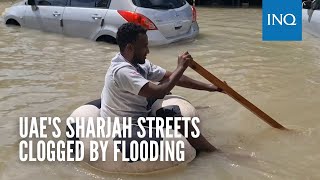 UAEs Sharjah streets clogged by flooding [upl. by Pansy]