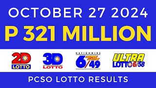 Lotto Result Today 9pm October 27 2024 PCSO [upl. by Godber812]