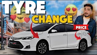 Corolla modification Day 01  New tyres installed 😍 KitnA kharcha hua Detail video about Tyre [upl. by Charters750]