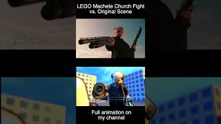 LEGO Machete Church Fight vs Original Scene Blender Animation lego blender animation mecabricks [upl. by Wilmette]