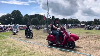 Historic vehicle gathering MOTORCYCLE PARADE Powderham castle [upl. by Mikahs]