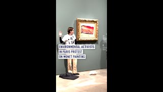 Environmental activists in Paris protest on Monet painting [upl. by Hnad18]