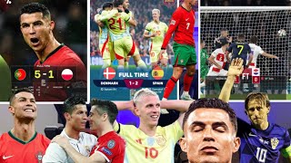 Portugal 51 Poland😎Ronaldo Bicycle kick😱Denmark 12 Spain❤️❤️Scotland 10 Croatia 😱All Nations Le [upl. by Meriel]