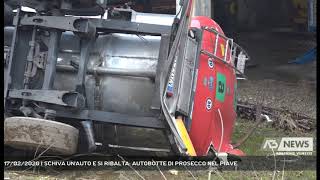 17022020  SCHIVA UNAUTO E SI RIBALTA AUTOBOTTE DI PROSECCO NEL PIAVE [upl. by Danit]