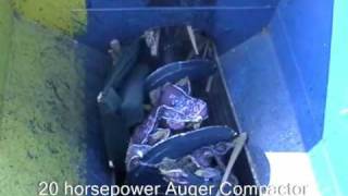 BLUE RHINO AUGER COMPACTOR 20 hp crushing wood and sofas [upl. by Nigel]