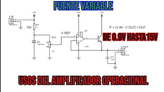 COMO HACER UNA FUENTE REGULABLE CON DIODO ZENER Y AMPLIFICADOR OPERACIONAL [upl. by Lance]