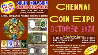 Chennai Coin Expo October 2024 commemorativecoins auctionhouse stamps tokens medals currency [upl. by Lodie]