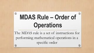 MDAS Rule – Order of Operations II [upl. by Anelys683]