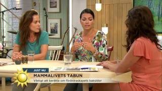 Tilde Fröling amp Carin Da Silva om mammalivets tabun quotHade två plommon där bakquot  Nyhetsmorgon TV4 [upl. by Nommad]