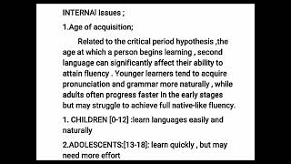 Key issues in Second Language Acquisition complete topic notes [upl. by Logan]