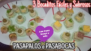 Pasabocas Fáciles y rápidos para fiestas  pasapalos económicos y fáciles  3 ideas de bocaditos [upl. by Ameyn932]