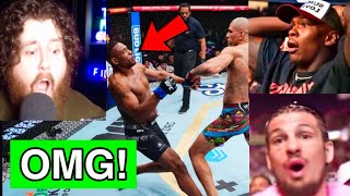 MMA WORLD REACTS TO ALEX PEREIRA KNOCKING OUT JAMAHAL HILL AT UFC 300 [upl. by Rabaj]