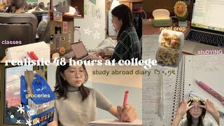 realistic 48 hours at college  introvert uni diary ᡣ𐭩 studying classes groceries meal prep labs [upl. by Einotna]