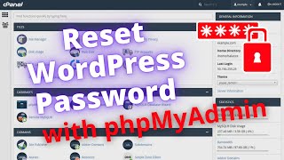 HOW TO RESET ANY WEBSITE ADMIN PASSWORD IN CPANEL  Reset a WordPress Password from phpMyAdmin [upl. by Karney]