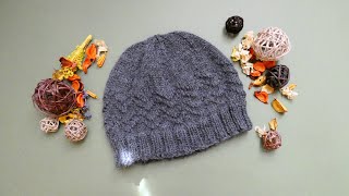 🍂 Bonnet pour homme au point de chevron tuto tricot [upl. by Ahsenit262]