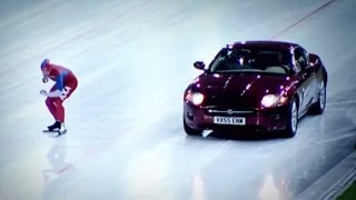 Speed Skater Vs Jaguar XK on Ice  Top Gear Winter Olympics [upl. by Otha8]