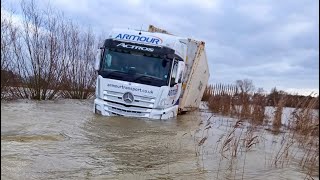 Welney Wash Dangerous Deep Flooding Destroys HGV Truck And Aftermath Of Storm Henk [upl. by Notnert406]