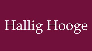 How to Pronounce Hallig Hooge Correctly in German [upl. by Akerdnuhs]