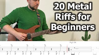 20 Metal Guitar Riffs for Beginners with Tabs [upl. by Llerdnek]