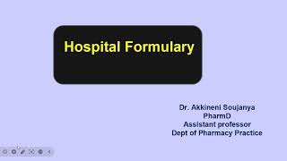 Hospital formularyPharmD IVhospital pharmacyBPharm IV year VII sempharmacy practicePCI syllabus [upl. by Gare804]