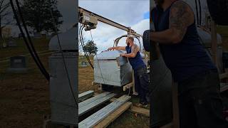 Setting an Oversize Burial Vault gravesite cemetery graveyard burialvault burial grave vault [upl. by Wiltshire639]