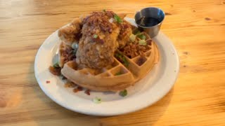 MARIA’S BRUNCH chickenandwaffles mukbang foodcritic tastereview foodreview foodie MiaJaNet [upl. by Haerle]