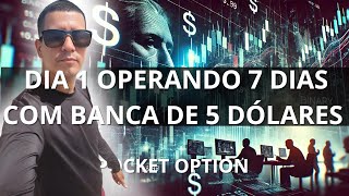 DIA 1 OPERANDO 7 DIAS COM BANCA DE 5 DÓLARES  POCKET OPTION [upl. by Sucrad]