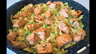 Recette 215  Tagliatelle au Saumon [upl. by Ecinreb110]