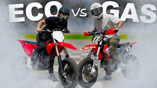 Worlds FASTEST Electric vs Gas Supermoto [upl. by Ozne]