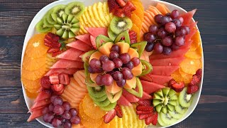 17 Minute Fruit Platter  Melon Flower Garnish [upl. by Eduino352]