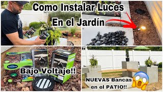 COMO INSTALAR LUCES En El JARDÍN😱Bancas De ConcretoHazlo tú mismo Fácil Y Rápido✅ [upl. by Yentirb334]