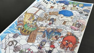 MapleStory In Lith Harbor  Timelapse DrawingPainting Fan Art [upl. by Atekan]