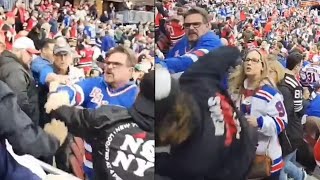 New Jersey Devils employee gets suckerpunched TWICE by raging New York fan [upl. by Ettenwad341]