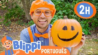 Blippi Decora Abóboras para o Halloween  2 HORAS DO BLIPPI BRASIL  Vídeos Educativos em Português [upl. by Namus]