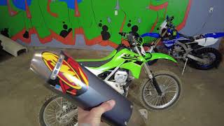 Kawasaki KLX300R FMF Powercore4 Exhaust Install and FMF Q4 Sound Comparison [upl. by Robins]