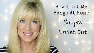 How I Cut My Bangs At Home Simple Twist Cut [upl. by Grekin449]