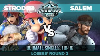 Stroder vs Salem  Losers Round 2 Ultimate Singles Top 16  Mainstage  Sheik Mario Roy vs Snake [upl. by Anived168]