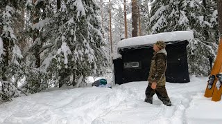 Hiding in a hut from the intense cold  a lot of snow [upl. by Anitsahs]