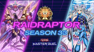 RAIDRAPTOR ROAD TO MASTER 1 SEASON 33  YuGiOh Master Duel [upl. by Renell]