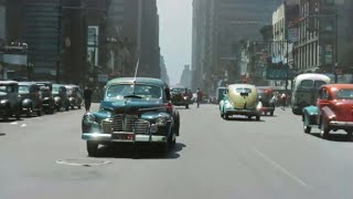 Driving in New York 1945 in colour [upl. by Nennahs]