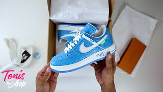 Louis Vuitton Nike Air Force 1 Low By Virgil Abloh quotLigth Bluequot  UA Review [upl. by Avruch745]