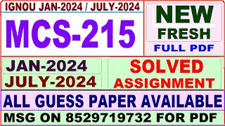 MCS 215 solved assignment 2024  mcs 215 solved assignment 202324  mca new mcs 215 assignment 2024 [upl. by Scrivenor]